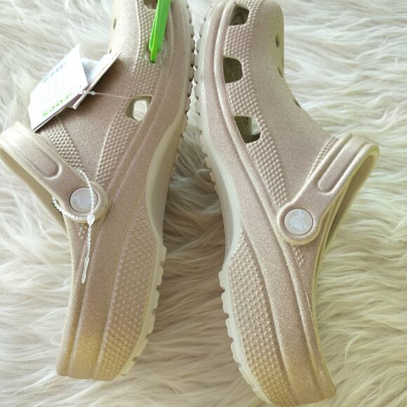 3987) Crocs Unisex Classic Champagne Glitter Clogs Size US M9/W11 - Picture 4 of 9